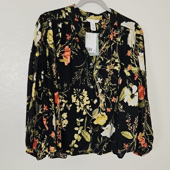 H&M Black Floral Blouse - Picture 1 of 6